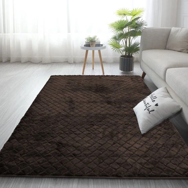 LUXE HOME INTERNATIONAL Luxe Home Carpet Austria Floor Rug Rabbit Fur 1000 GSM Living Room Foot Mats Anti Skid Water Absorbent Easy Machine Washable Rug ( Chocolate , 4 Ft x 6 Ft , Pack of 1 ) - Chocolate