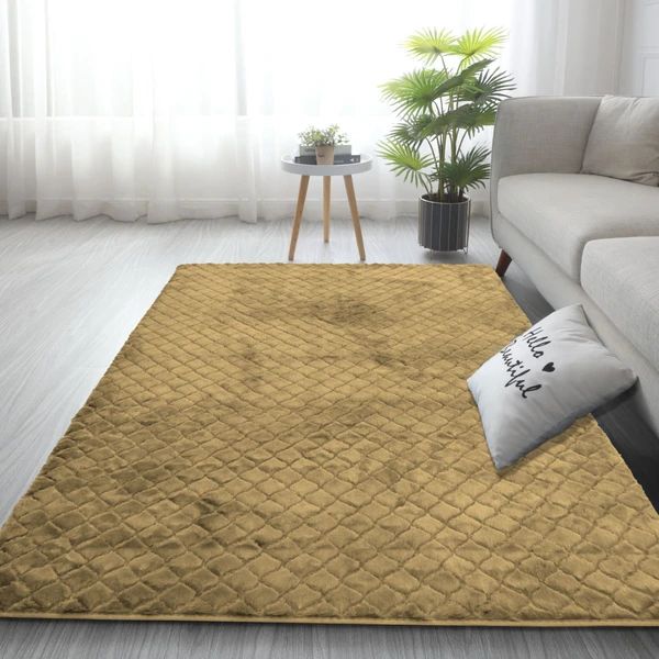 LUXE HOME INTERNATIONAL Luxe Home Carpet Austria Floor Rug Rabbit Fur 1000 GSM Living Room Foot Mats Anti Skid Water Absorbent Easy Machine Washable Rug ( Anti Gold , 3 Ft x 5 Ft , Pack of 1 ) - Anti Gold