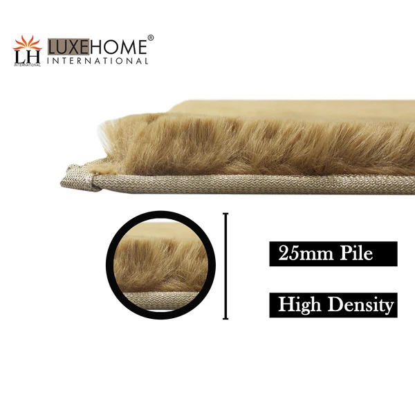 LUXE HOME INTERNATIONAL Luxe Home Austria Bath Mat Rabbit Fur 1000 GSM Bathroom Door Foot Mats Anti Skid Water Absorbent Easy Machine Washable Rug ( Anti Gold , 60 Cm x 90 Cm , Pack of 1 ) - Anti Gold