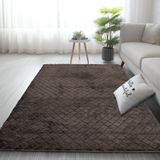 LUXE HOME INTERNATIONAL Luxe Home Carpet Austria Floor Rug Rabbit Fur 1000 GSM Living Room Foot Mats Anti Skid Water Absorbent Easy Machine Washable Rug ( Cocoa , 3 Ft x 5 Ft , Pack of 1 ) - Cocoa