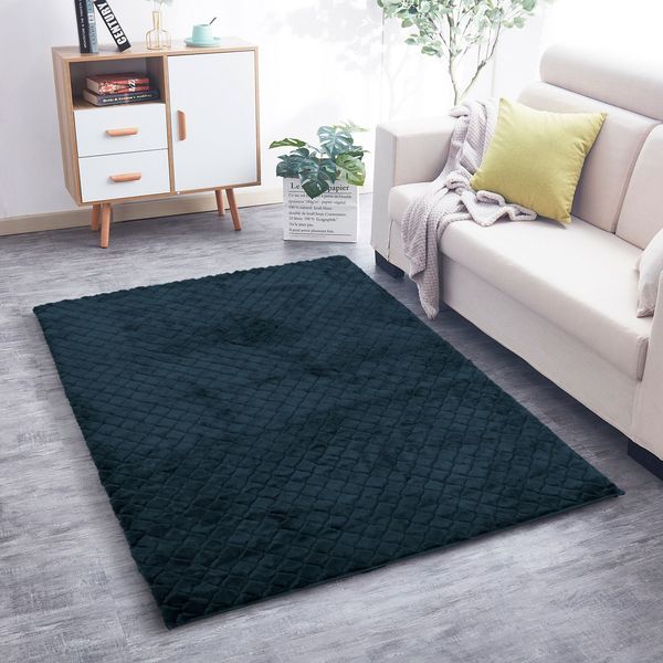 LUXE HOME INTERNATIONAL Luxe Home Carpet Austria Floor Rug Rabbit Fur 1000 GSM Living Room Foot Mats Anti Skid Water Absorbent Easy Machine Washable Rug ( Anthra , 4 Ft x 6 Ft , Pack of 1 ) - Anthra