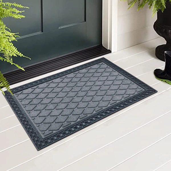 Luxe Home International Luxe Home Coir Door Mat Anti Slip Square Waterproof Doormat for Indoor and Outdoor (Silver, 40cm x 60cm) - 40x60 cm, Silver