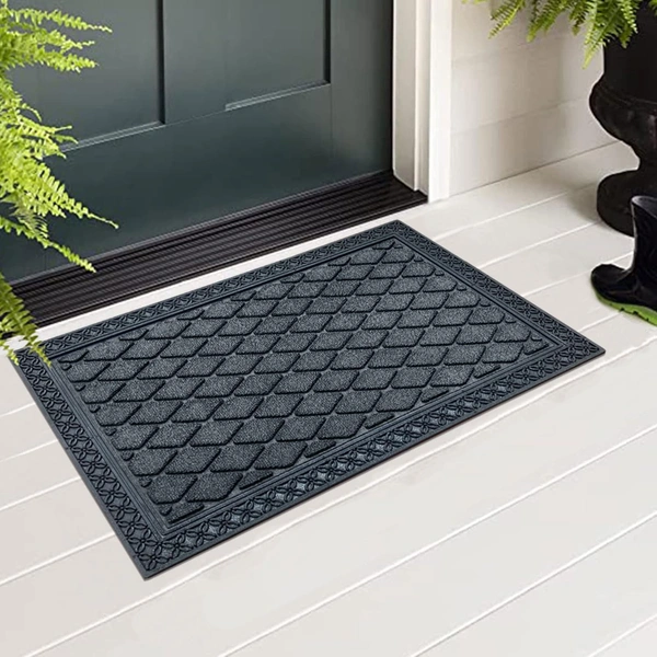Luxe Home International Luxe Home Coir Door Mat Anti Slip Square Waterproof Doormat for Indoor and Outdoor (Grey, 40cm x 60cm) - 40x60 cm, Grey