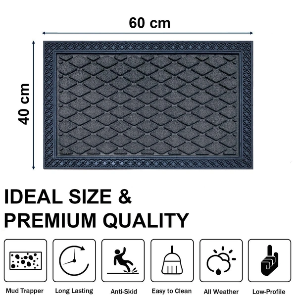 Luxe Home International Luxe Home Coir Door Mat Anti Slip Square Waterproof Doormat for Indoor and Outdoor (Grey, 40cm x 60cm) - 40x60 cm, Grey