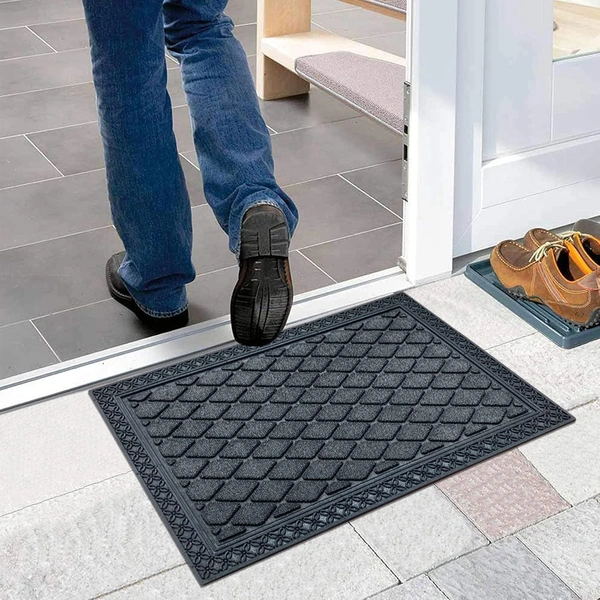 Luxe Home International Luxe Home Coir Door Mat Anti Slip Square Waterproof Doormat for Indoor and Outdoor (Grey, 40cm x 60cm) - 40x60 cm, Grey