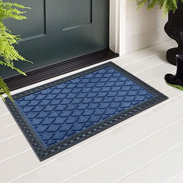 Luxe Home International Luxe Home Coir Door Mat Anti Slip Square Waterproof Doormat for Indoor and Outdoor (Blue, 40cm x 60cm) - 40x60 cm, Blue
