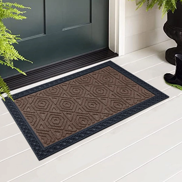 Luxe Home International Luxe Home Coir Door Mat Hexagon Anti Slip Waterproof Doormat for Indoor and Outdoor (Brown, 40cm x 60cm) - 40x60 cm, Brown