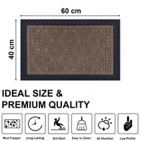 Luxe Home International Luxe Home Coir Door Mat Hexagon Anti Slip Waterproof Doormat for Indoor and Outdoor (Brown, 40cm x 60cm) - 40x60 cm, Brown