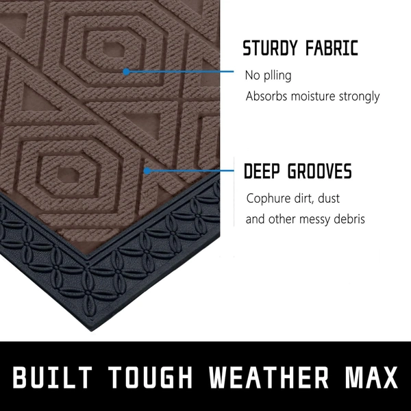 Luxe Home International Luxe Home Coir Door Mat Hexagon Anti Slip Waterproof Doormat for Indoor and Outdoor (Brown, 45cm x 75cm) - 45x75 cm, Brown