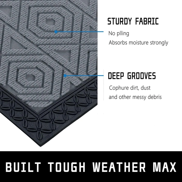 Luxe Home International Luxe Home Coir Door Mat Hexagon Anti Slip Waterproof Doormat for Indoor and Outdoor (Silver, 40cm x 60cm) - 40x60 cm, Silver