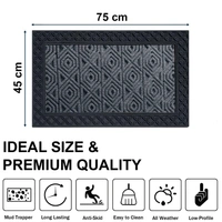 Luxe Home International Luxe Home Coir Door Mat Hexagon Anti Slip Waterproof Doormat for Indoor and Outdoor (Grey, 45cm x 75cm) - 45x75 cm, Grey