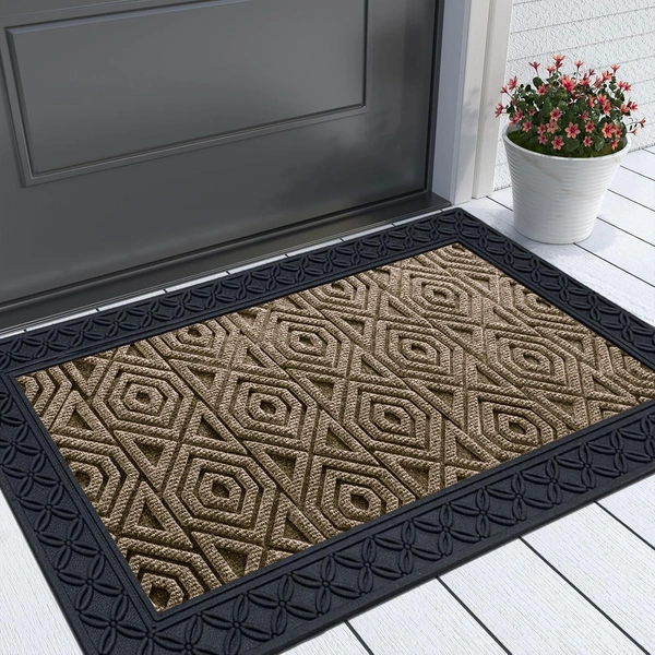 Luxe Home International Luxe Home Coir Door Mat Hexagon Anti Slip Waterproof Doormat for Indoor and Outdoor (Yellow, 45cm x 75cm) - 45x75 cm, Yellow
