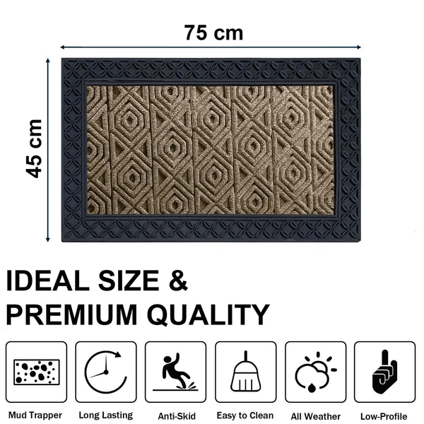 Luxe Home International Luxe Home Coir Door Mat Hexagon Anti Slip Waterproof Doormat for Indoor and Outdoor (Yellow, 45cm x 75cm) - 45x75 cm, Yellow