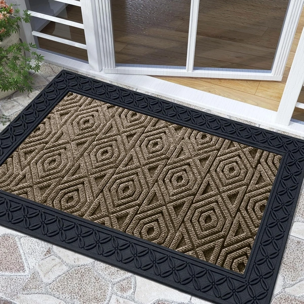 Luxe Home International Luxe Home Coir Door Mat Hexagon Anti Slip Waterproof Doormat for Indoor and Outdoor (Yellow, 45cm x 75cm) - 45x75 cm, Yellow