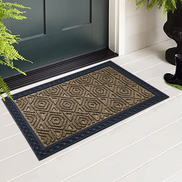 Luxe Home International Luxe Home Coir Door Mat Hexagon Anti Slip Waterproof Doormat for Indoor and Outdoor (Yellow, 40cm x 60cm) - 40x60 cm, Yellow