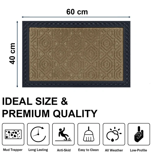 Luxe Home International Luxe Home Coir Door Mat Hexagon Anti Slip Waterproof Doormat for Indoor and Outdoor (Yellow, 40cm x 60cm) - 40x60 cm, Yellow