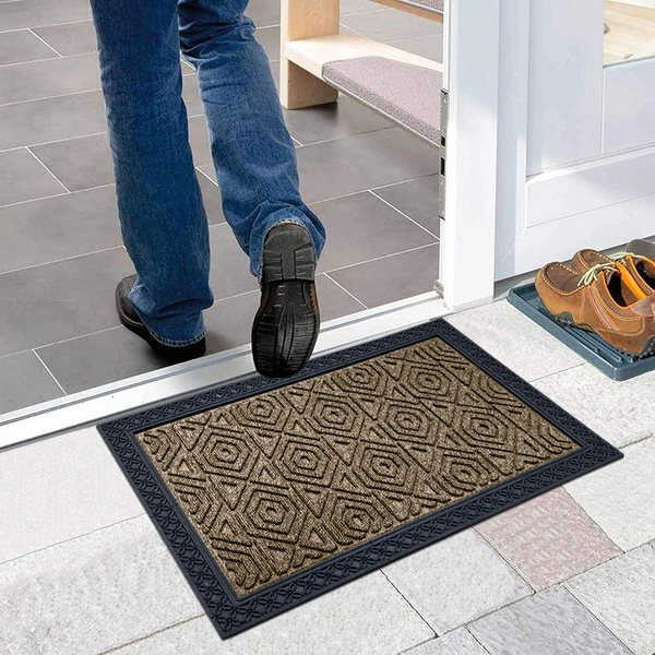 Luxe Home International Luxe Home Coir Door Mat Hexagon Anti Slip Waterproof Doormat for Indoor and Outdoor (Yellow, 40cm x 60cm) - 40x60 cm, Yellow