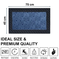 Luxe Home International Luxe Home Coir Door Mat Hexagon Anti Slip Waterproof Doormat for Indoor and Outdoor (Blue, 45cm x 75cm) - 45x75 cm, Blue