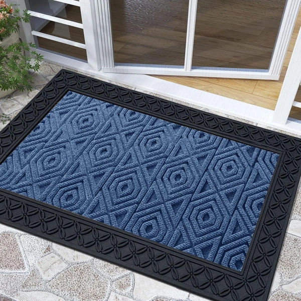 Luxe Home International Luxe Home Coir Door Mat Hexagon Anti Slip Waterproof Doormat for Indoor and Outdoor (Blue, 45cm x 75cm) - 45x75 cm, Blue