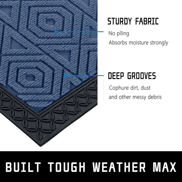 Luxe Home International Luxe Home Coir Door Mat Hexagon Anti Slip Waterproof Doormat for Indoor and Outdoor (Blue, 45cm x 75cm) - 45x75 cm, Blue