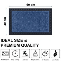 Luxe Home International Luxe Home Coir Door Mat Hexagon Anti Slip Waterproof Doormat for Indoor and Outdoor (Blue, 40cm x 60cm) - 40x60 cm, Blue
