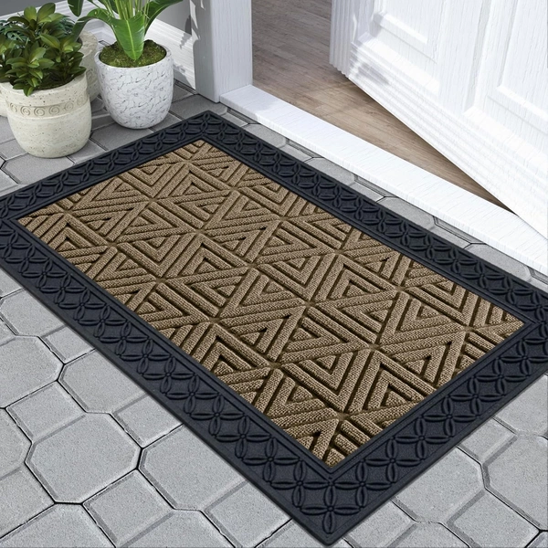 Luxe Home International Luxe Home Coir Door Mat Triangle Anti Slip Waterproof Doormat for Indoor and Outdoor (Yellow, 45cm x 75cm) - 45x75 cm, Yellow