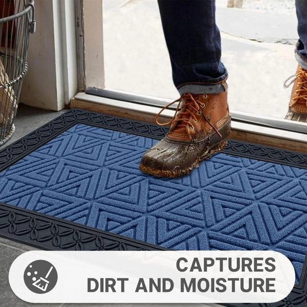 Luxe Home International Luxe Home Coir Door Mat Triangle Anti Slip Waterproof Doormat for Indoor and Outdoor (Blue, 40cm x 60cm) - 40x60 cm, Blue