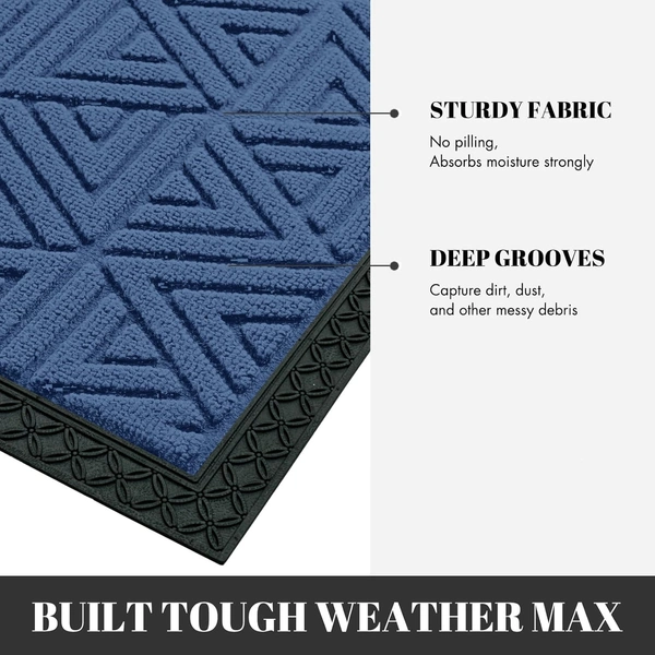 Luxe Home International Luxe Home Coir Door Mat Triangle Anti Slip Waterproof Doormat for Indoor and Outdoor (Blue, 40cm x 60cm) - 40x60 cm, Blue