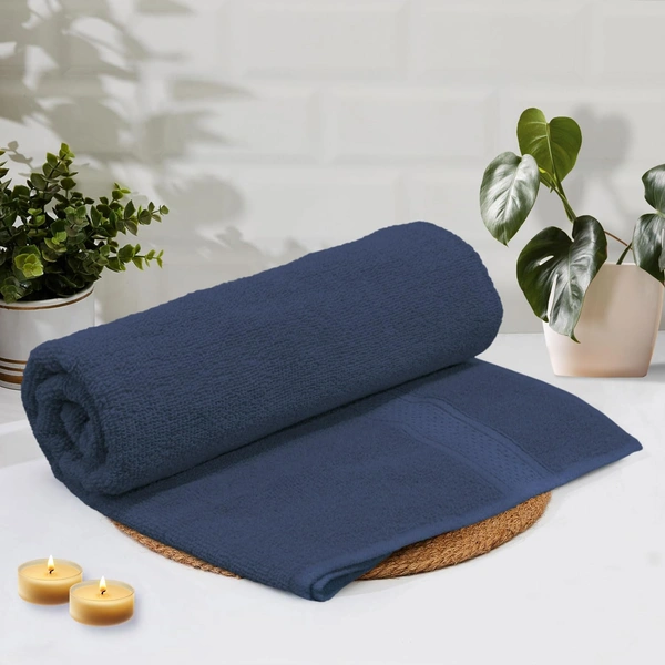 Luxe Home Cotton Bath Towel 450 GSM Quick Dry Large Size Bathroom Towels for Men & Women, Home, Kitchen, Gym, Spa (70x137 cm, Navy Blue)