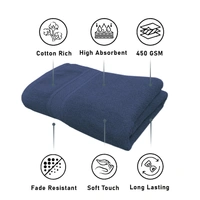 Luxe Home International Luxe Home Cotton Bath Towel 450 GSM Quick Dry Large Size Bathroom Towels for Men & Women, Home, Kitchen, Gym, Spa (70x137 cm, Navy Blue) - 70x137 cm, Navy Blue