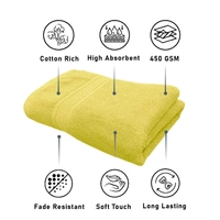 Luxe Home International Luxe Home Cotton Bath Towel 450 GSM Quick Dry Large Size Bathroom Towels for Men & Women, Home, Kitchen, Gym, Spa (70x137 cm, Yellow) - 70x137 cm, Yellow