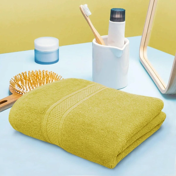 Luxe Home International Luxe Home Cotton Bath Towel 450 GSM Quick Dry Large Size Bathroom Towels for Men & Women, Home, Kitchen, Gym, Spa (70x137 cm, Yellow) - 70x137 cm, Yellow