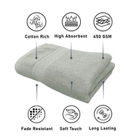 Luxe Home International Luxe Home Cotton Bath Towel 450 GSM Quick Dry Large Size Bathroom Towels for Men & Women, Home, Kitchen, Gym, Spa (70x137 cm, Grey) - 70x137 cm, Grey