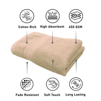 Luxe Home International Luxe Home Cotton Bath Towel 450 GSM Quick Dry Large Size Bathroom Towels for Men & Women, Home, Kitchen, Gym, Spa (70x137 cm, Taupe) - 70x137 cm, Taupe