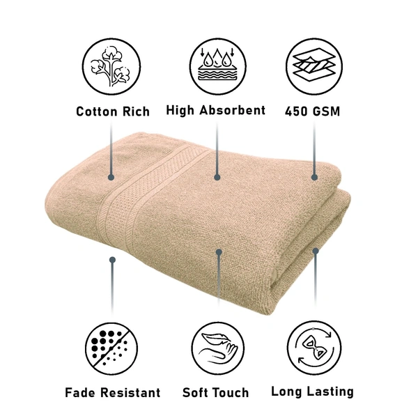 Luxe Home International Luxe Home Cotton Bath Towel 450 GSM Quick Dry Large Size Bathroom Towels for Men & Women, Home, Kitchen, Gym, Spa (70x137 cm, Taupe) - 70x137 cm, Taupe