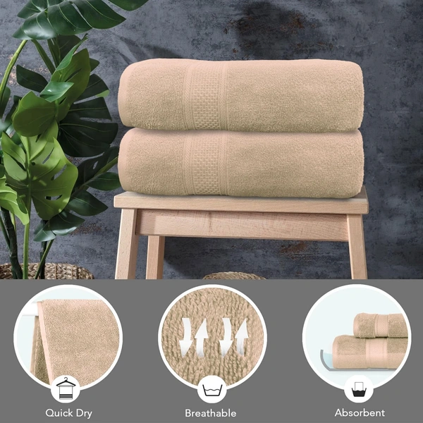Luxe Home International Luxe Home Cotton Bath Towel 450 GSM Quick Dry Large Size Bathroom Towels for Men & Women, Home, Kitchen, Gym, Spa (70x137 cm, Taupe) - 70x137 cm, Taupe