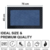 Luxe Home International Luxe Home Cube Rubber Coir Door Mat Anti Slip Doormat for Indoor and Outdoor (Blue, 45cm x 75cm) - 45x75 cm, Blue