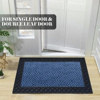 Luxe Home International Luxe Home Cube Rubber Coir Door Mat Anti Slip Doormat for Indoor and Outdoor (Blue, 45cm x 75cm) - 45x75 cm, Blue