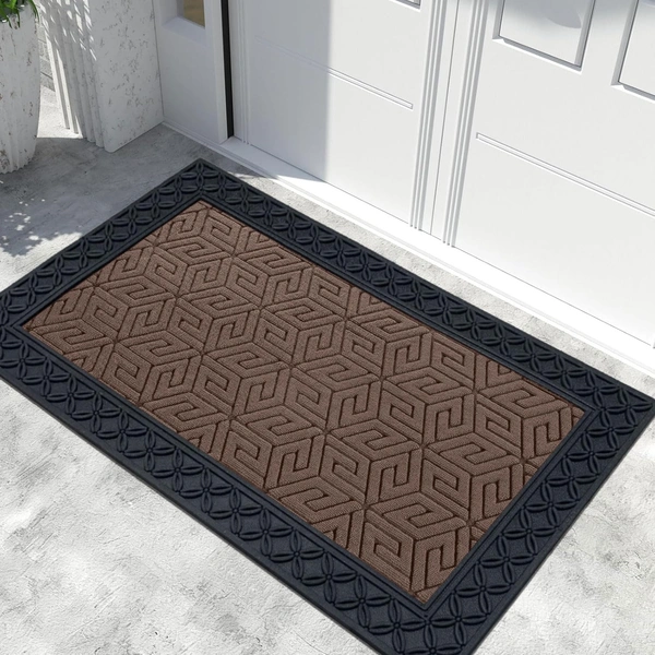 Luxe Home International Luxe Home Cube Rubber Coir Door Mat Anti Slip Doormat for Indoor and Outdoor (Brown, 45cm x 75cm) - 45x75 cm, Brown
