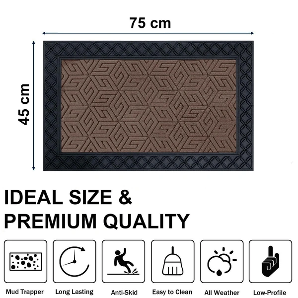 Luxe Home International Luxe Home Cube Rubber Coir Door Mat Anti Slip Doormat for Indoor and Outdoor (Brown, 45cm x 75cm) - 45x75 cm, Brown