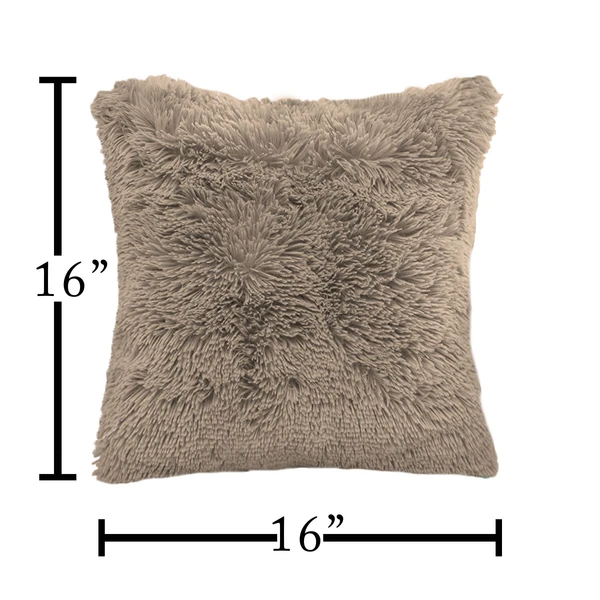 LUXE HOME INTERNATIONAL Luxe Home Cushion Cover Marino Fur Sold Design Ultra Soft for Home Decor, Sofa, Bedroom, Fernituer, Living Room Set of 2 ( 16"x16", Taupe ) - 16x16, Taupe