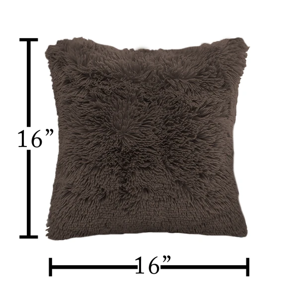 LUXE HOME INTERNATIONAL Luxe Home Cushion Cover Marino Fur Sold Design Ultra Soft for Home Decor, Sofa, Bedroom, Fernituer, Living Room Set of 2 ( 16"x16", Chocolate ) - Chocolate