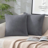 LUXE HOME INTERNATIONAL Luxe Home Cushion Cover Rebbit Fur Sold Design Ultra Soft for Home Decor, Sofa, Bedroom, Fernituer, Living Room Set of 2 ( 16"x16", Grey) - Grey