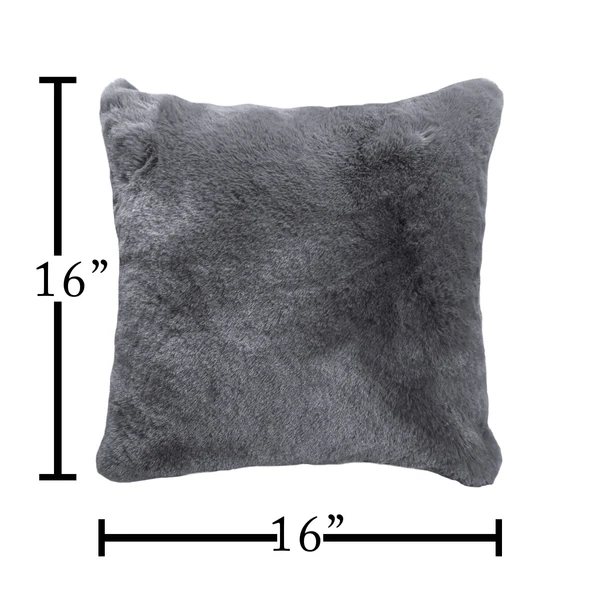 LUXE HOME INTERNATIONAL Luxe Home Cushion Cover Rebbit Fur Sold Design Ultra Soft for Home Decor, Sofa, Bedroom, Fernituer, Living Room Set of 2 ( 16"x16", Grey) - Grey