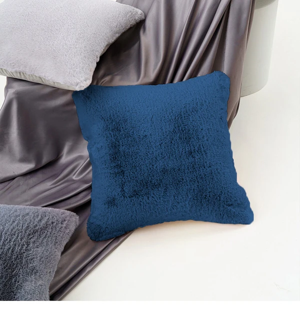 LUXE HOME INTERNATIONAL Luxe Home Cushion Cover Rebbit Fur Sold Design Ultra Soft for Home Decor, Sofa, Bedroom, Fernituer, Living Room Set of 2 ( 16"x16", Teal) - Teal