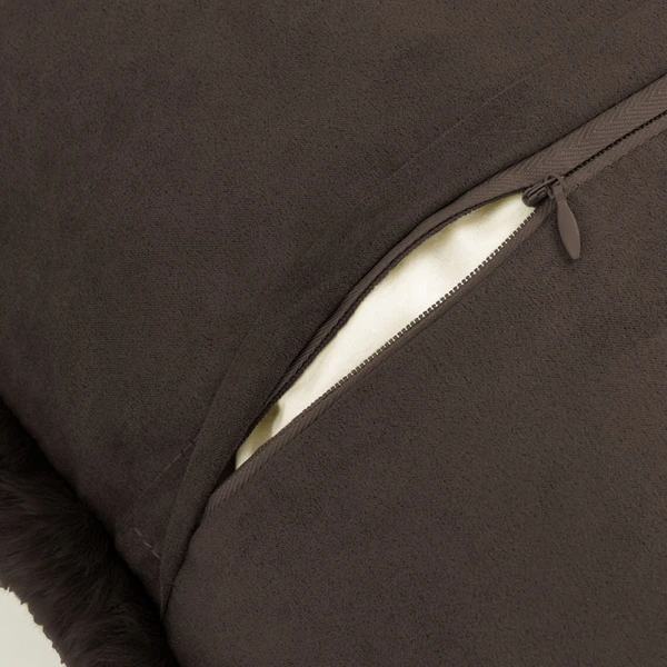 LUXE HOME INTERNATIONAL LuxeHomeCushionCoverRebbitFurSoldDesignUltraSoftforHomeDecor,Sofa,Bedroom,Fernituer,LivingRoomSetof2(16"x16",Chocolate) - Chocolate