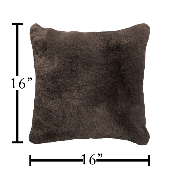 LUXE HOME INTERNATIONAL Luxe Home Cushion Cover Rebbit Fur Sold Design Ultra Soft for Home Decor, Sofa, Bedroom, Fernituer, Living Room Set of 2 ( 16"x16", Chocolate) - Chocolate