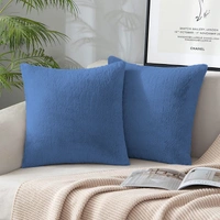 LUXE HOME INTERNATIONAL Luxe Home Cushion Cover Rebbit Fur Sold Design Ultra Soft for Home Decor, Sofa, Bedroom, Fernituer, Living Room Set of 2 ( 16"x16", Blue) - Blue