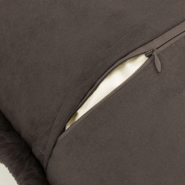 LUXE HOME INTERNATIONAL LuxeHomeCushionCoverRebbitFurSoldDesignUltraSoftforHomeDecor,Sofa,Bedroom,Fernituer,LivingRoomSetof2(16"x16",Cocoa) - Cocoa