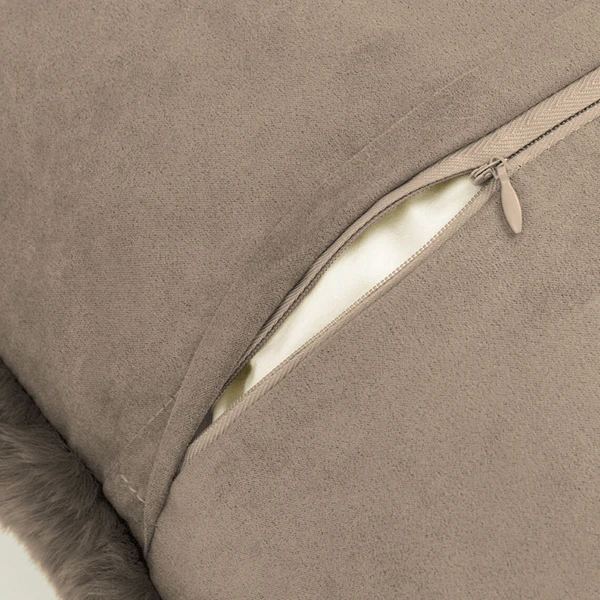 LUXE HOME INTERNATIONAL LuxeHomeCushionCoverRebbitFurSoldDesignUltraSoftforHomeDecor,Sofa,Bedroom,Fernituer,LivingRoomSetof2(16"x16",Taupe) - Taupe